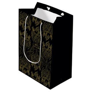 HOUSE OF THE DRAGON | Gold Filigree Dragon Pattern Medium Gift Bag