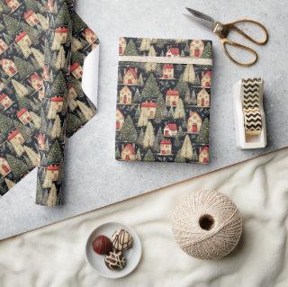 Houses with. Christmas trees pattern