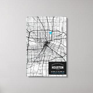 Houston, Texas City Map + Mark Your Location Canvas Print