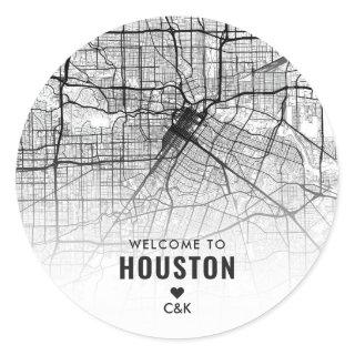 Houston, Texas City Map | Wedding Welcome Classic Round Sticker