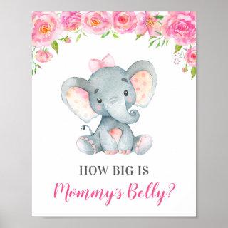 How Big is Mommy's Belly Elephant Baby Shower Game Poster