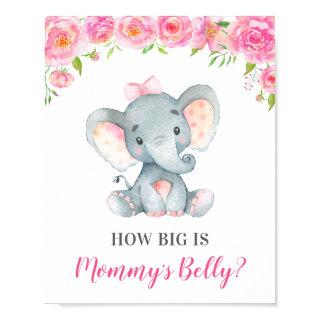 How Big is Mommy's Belly Elephant Baby Shower Game Poster