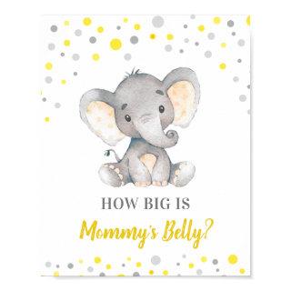 How Big is Mommy's Belly Elephant Baby Shower Game Poster