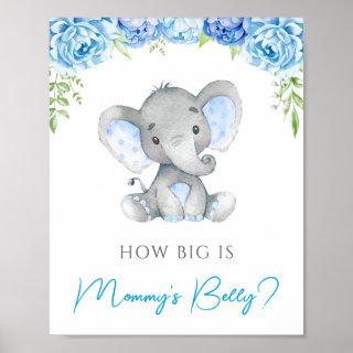 How Big is Mommy's Belly Elephant Baby Shower Game Poster