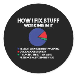 How I Fix Stuff Working In It Tech Support Geek Ne Classic Round Sticker