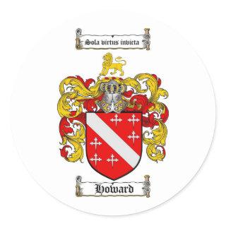 HOWARD FAMILY CREST -  HOWARD COAT OF ARMS CLASSIC ROUND STICKER