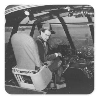 Howard Hughes in Spruce Goose Wooden Plane Square Sticker