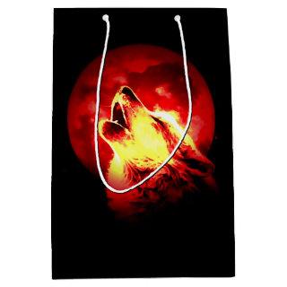 Howling Wolf at Red Night Matte Medium Gift Bag