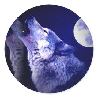 Howling Wolf Classic Round Sticker