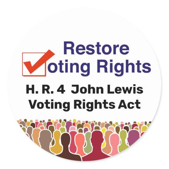 HR4 John Lewis Voting Rights Act Classic Round Sticker