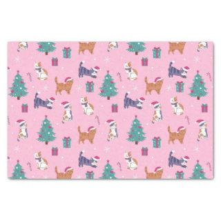 hristmas Cats and Trees Holiday Pattern Tissue Paper