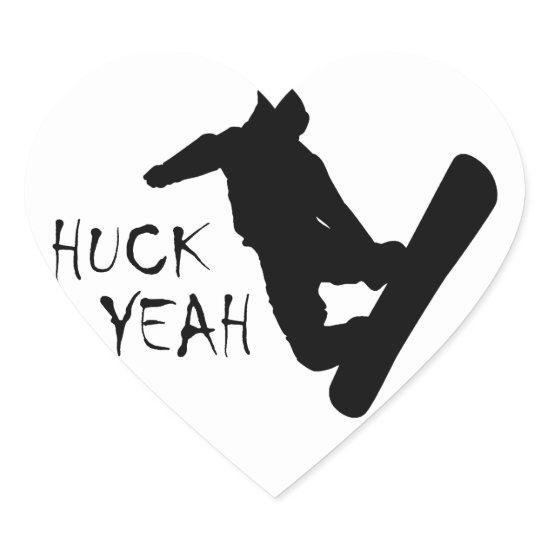 Huck Yeah (Snowboarding) Heart Sticker