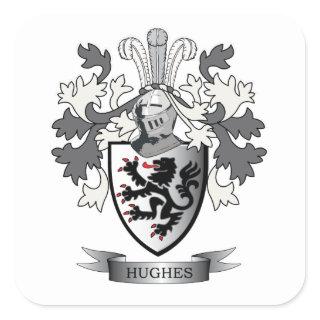 Hughes Family Crest Coat of Arms Square Sticker