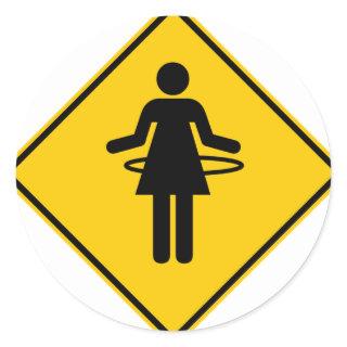 Hula Hoop Zone Highway Sign Classic Round Sticker