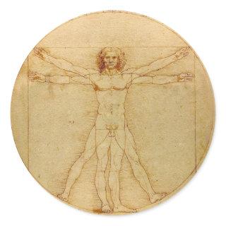 Human Anatomy, Vitruvian Man by Leonardo da Vinci Classic Round Sticker