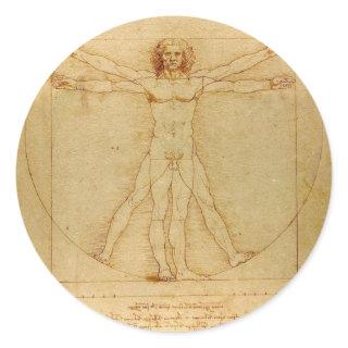 Human Anatomy, Vitruvian Man by Leonardo da Vinci Classic Round Sticker