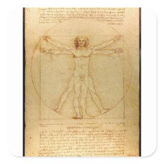 Human Anatomy, Vitruvian Man by Leonardo da Vinci Square Sticker