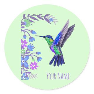 Hummingbird Design Botanical Flowers Bird Lovers Classic Round Sticker