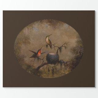 Hummingbirds bird nest victorian heade painting