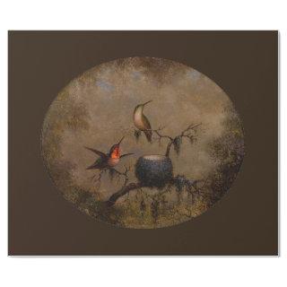 Hummingbirds bird nest victorian heade painting