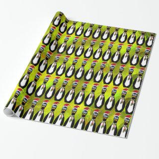 Humorous Frazzled Santa Penguin on Chartreuse v2