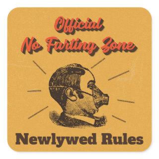 Humorous No Farting Zone Vintage Yellow Square Sticker