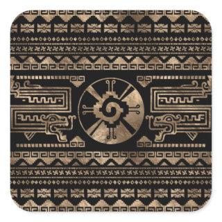 Hunab Ku Gold on black Square Sticker