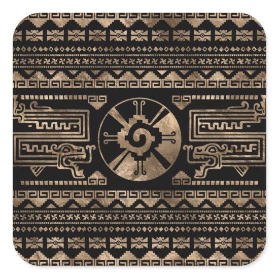 Hunab Ku Gold on black Square Sticker