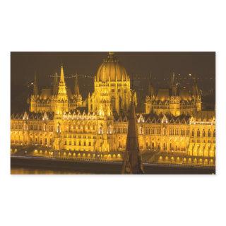 Hungarian Parliament Budapest by night Rectangular Sticker