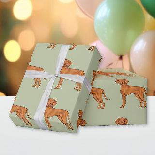 Hungarian Vizsla Cute Pointer Dog Pattern Green
