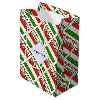 Hungary Hungarian Flag Tiled Black Personalization Medium Gift Bag