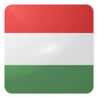 Hungary square glossy flag square sticker