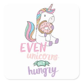 Hungry Unicorns Colorful Unicorn Art Cute Art  Square Sticker
