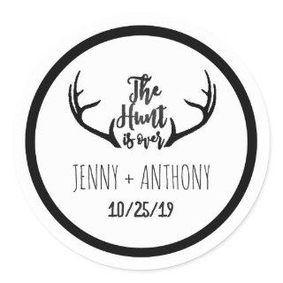 "Hunt is Over" Rustic Antler Save The Date Seal