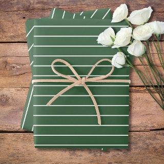 Hunter Green and White Thin Horizontal Striped  Sheets