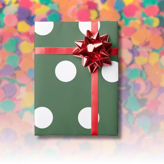 Hunter Green White Medium Polka Dots