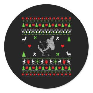Hunters Christmas Gifts Bow Hunting Ugly Classic Round Sticker