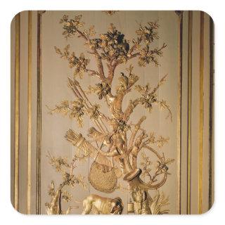 Hunting scene, wood panelling from dining room square sticker
