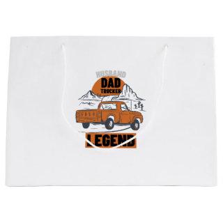 Husband Dad Trucker Legend - Funny  Large Gift Bag