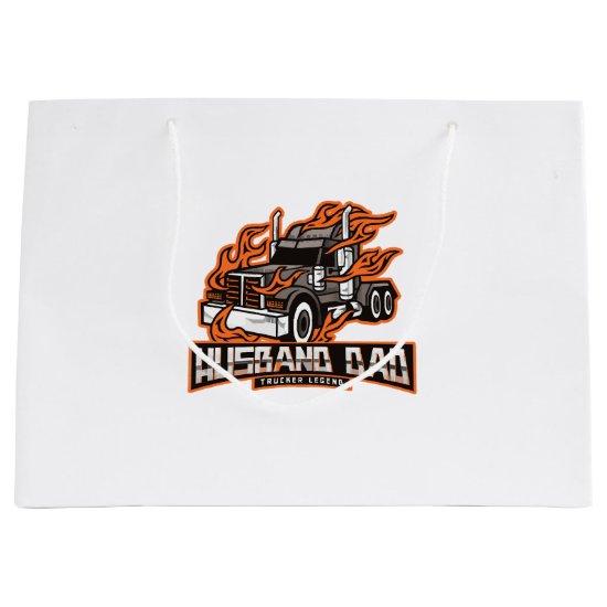 Husband Dad Trucker Legend  Large Gift Bag