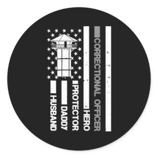 Husband Daddy Protector Correctional Officer Dad Classic Round Sticker