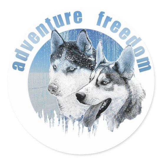 Husky Abenteuer Freiheit Schnee HuskyARTist Classic Round Sticker