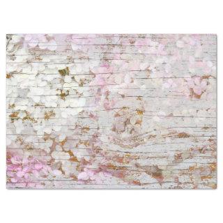 Hydrangea Floral Pink White Gray Vintage Wood Tissue Paper
