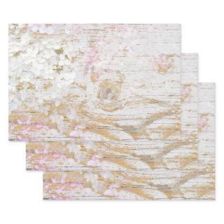 Hydrangea Floral White Distressed Vintage Wood  Sheets