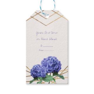Hydrangea Flowers & Gold Lines Elegant Favor Gift Tags
