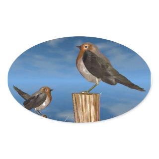 HYPER BIRDS / ROBIN RED BREAST OVAL STICKER