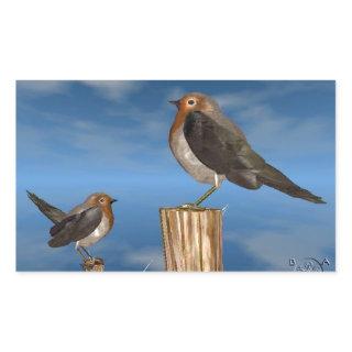 HYPER BIRDS / ROBIN RED BREAST RECTANGULAR STICKER