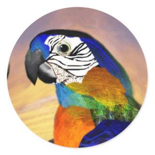 HYPER PARROTS /RED AND BLUE ARA CLASSIC ROUND STICKER