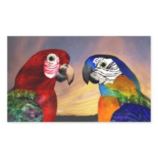 HYPER PARROTS / RED AND BLUE ARA RECTANGULAR STICKER