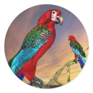 HYPER PARROTS / RED ARA CLASSIC ROUND STICKER